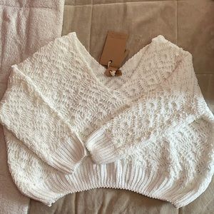 Thick white knit sweater